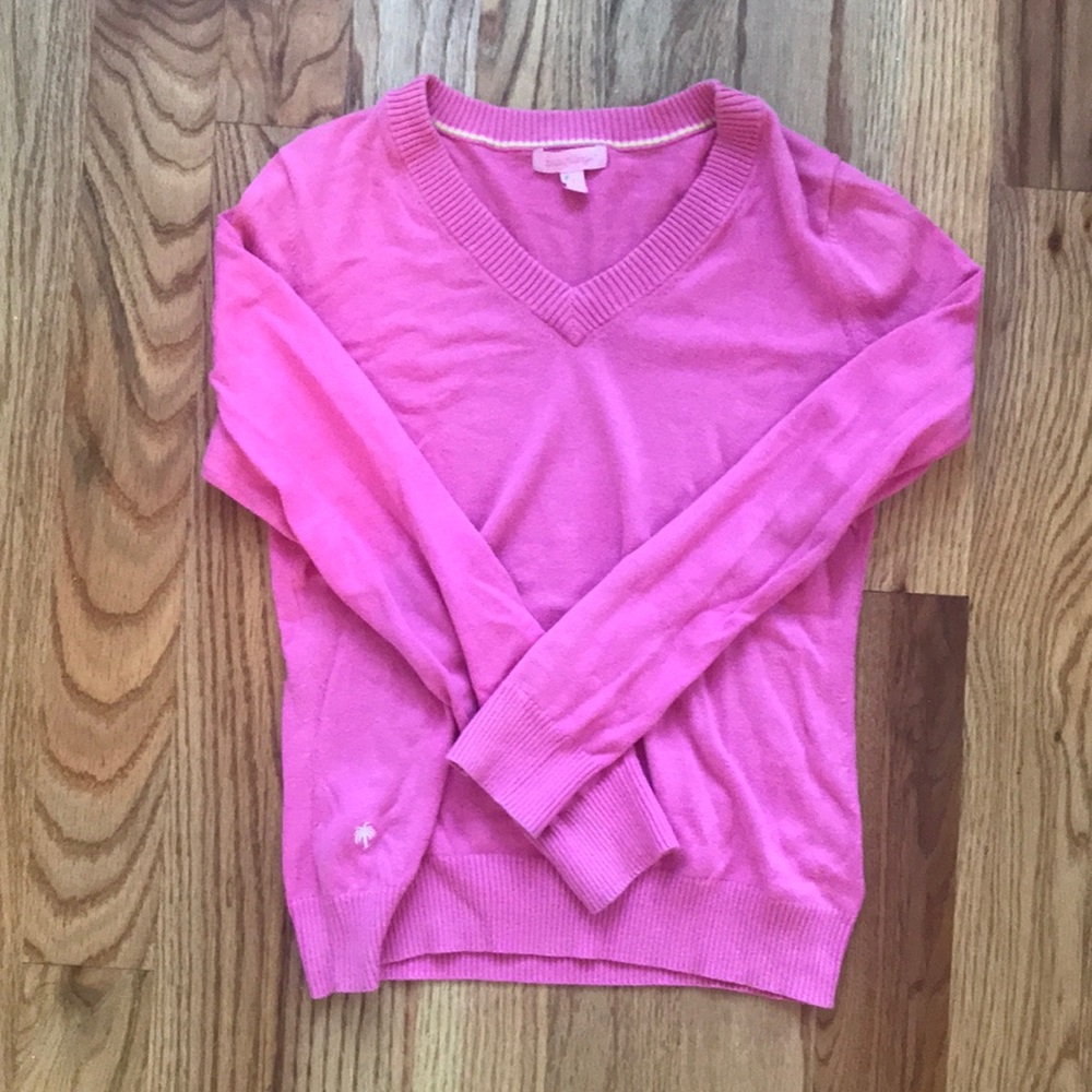 VINTAGE Pink Lilly Pulitzer Cotton V-neck Sweater